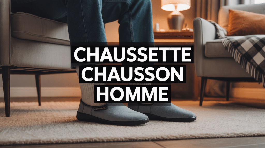 chaussette chausson pour homme pieds sur tapis dans salon