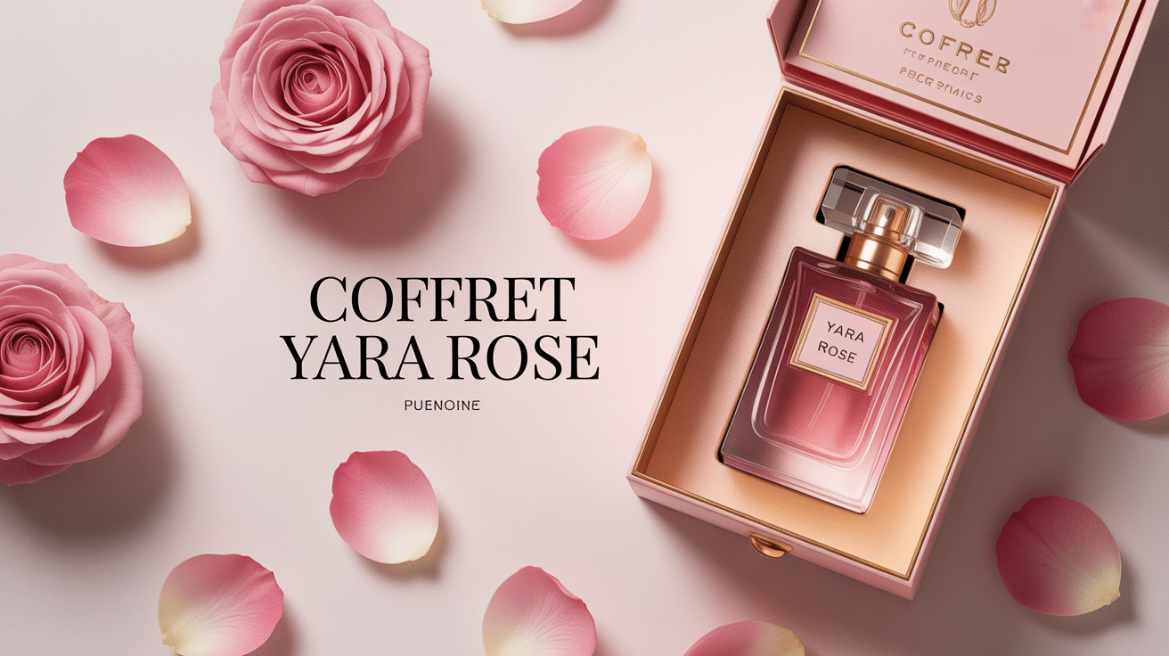 coffret yara rose avec boîte élégante et pétales de rose