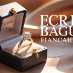 Ecrin bague fiancaille ouvert avec bague diamants