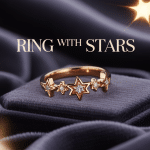 Ring with stars élégante sur fond sombre et étoiles