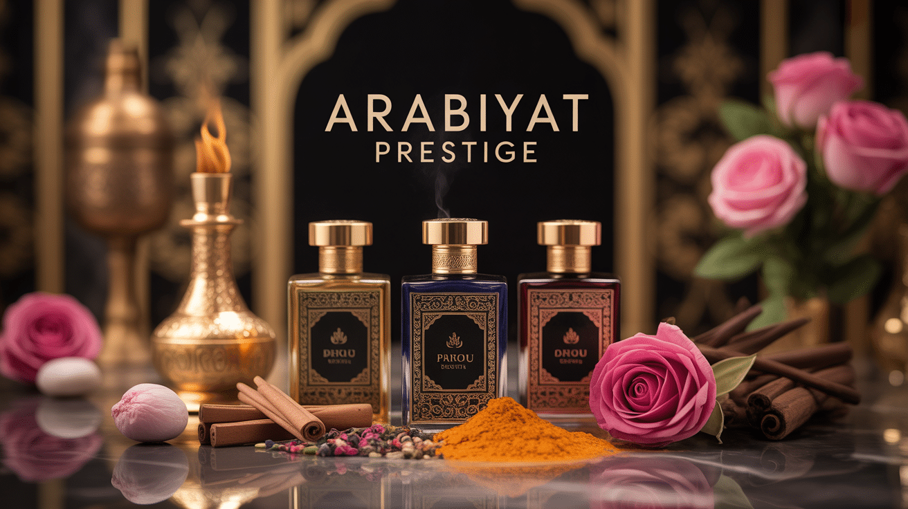 arabiyat prestige parfums orientaux dorés sur marbre noir