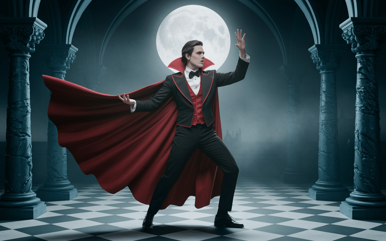 costume vampire dracula posture aristocratique gothique
