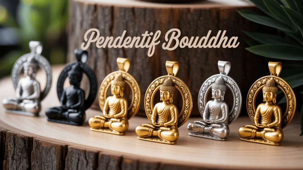 Collection de pendentifs bouddha sur bois