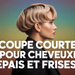 Femme profil coupe courte pour cheveux épais et frisés texture bouclée