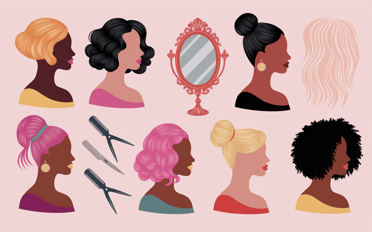 Silhouettes femme forte coupes courtes miroir coiffure