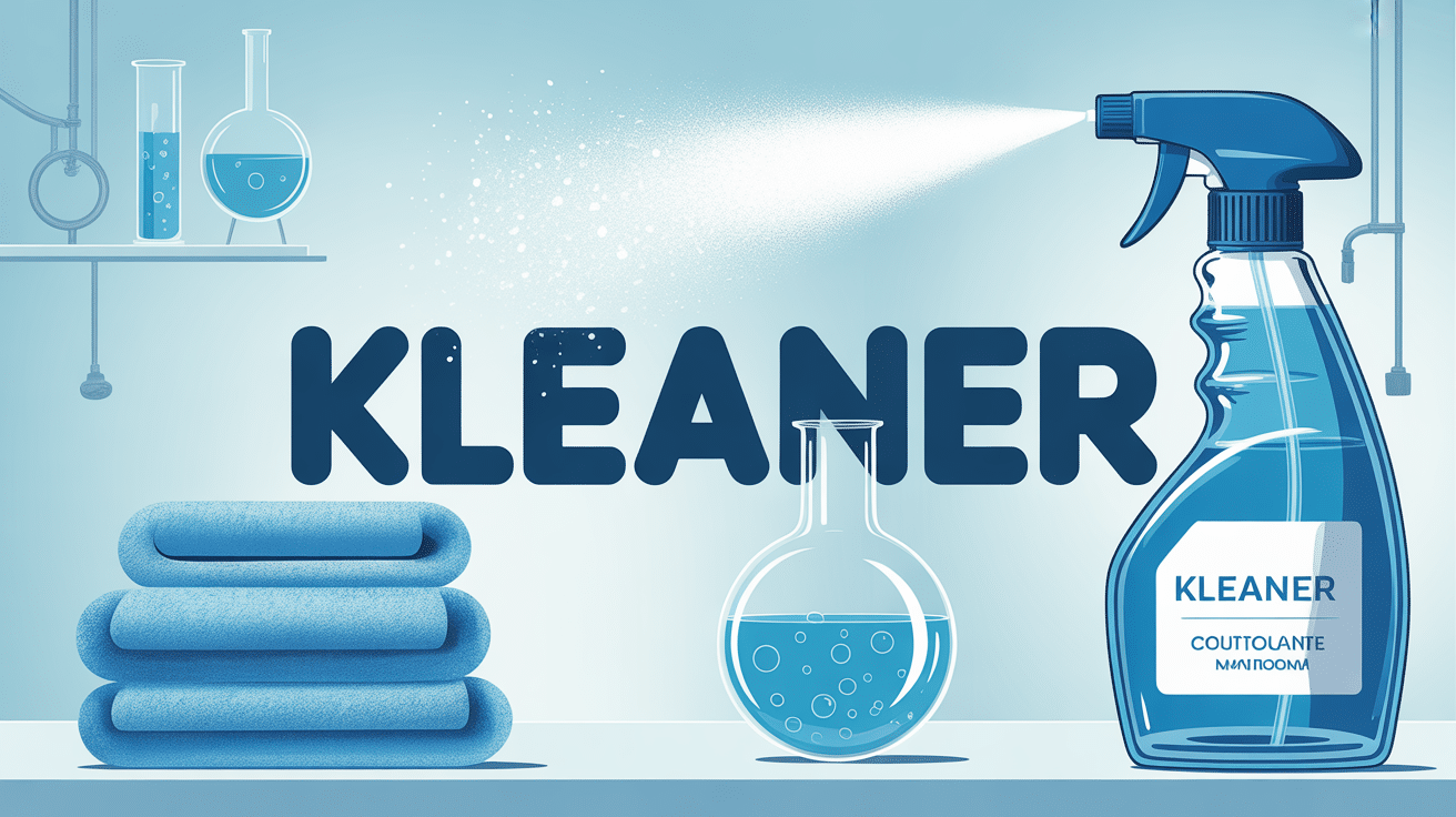 kleaner spray et lingettes nettoyant sur fond laboratoire