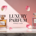 Luxury parfum flacons luxueux en cristal sur marbre blanc