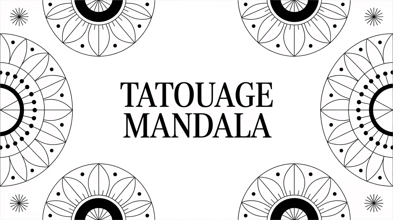 Illustration mandala tatouage noir et blanc