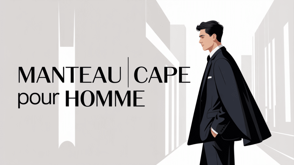 manteau cape pour homme noir élégant dans décor urbain