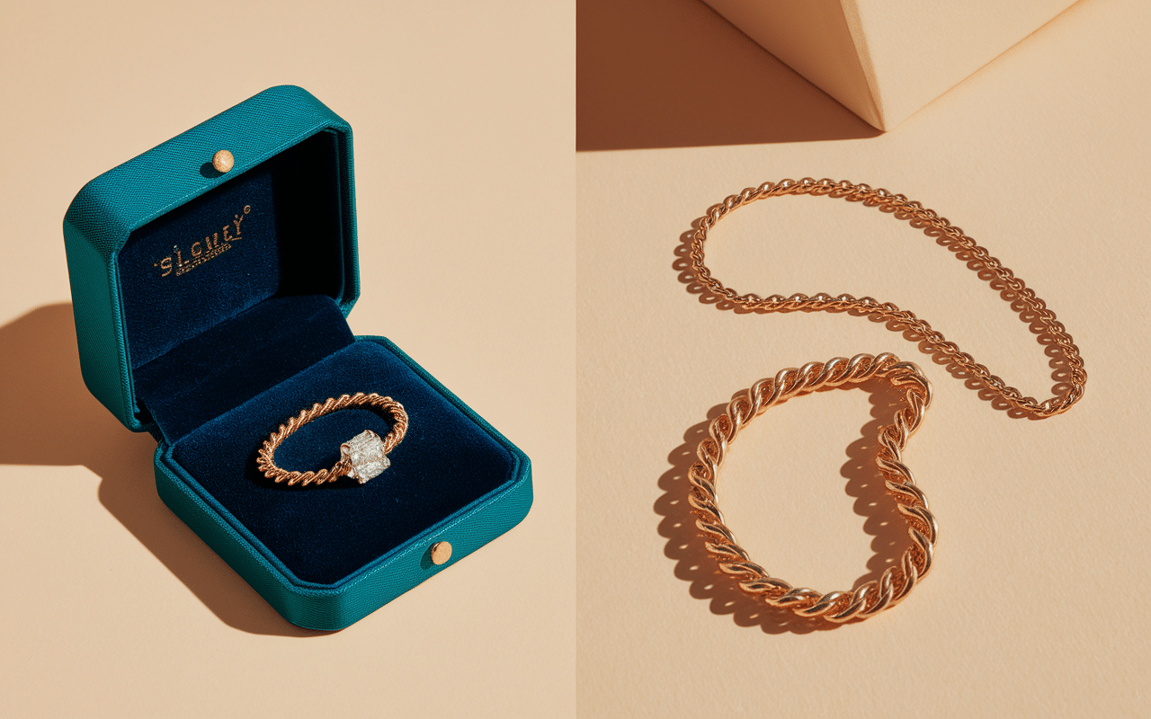 Bijoux dans pochette bijou velours et boite classique abimes