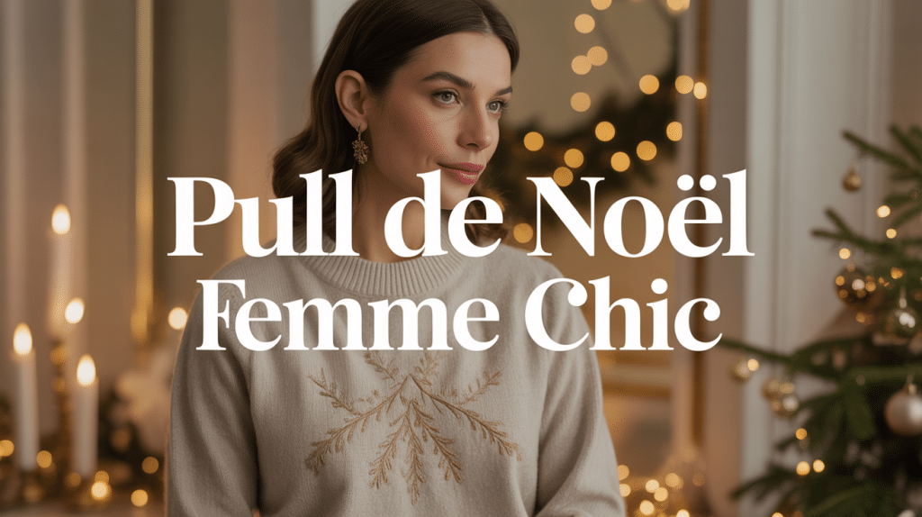 Femme élégante avec pull Noël femme chic décor festif
