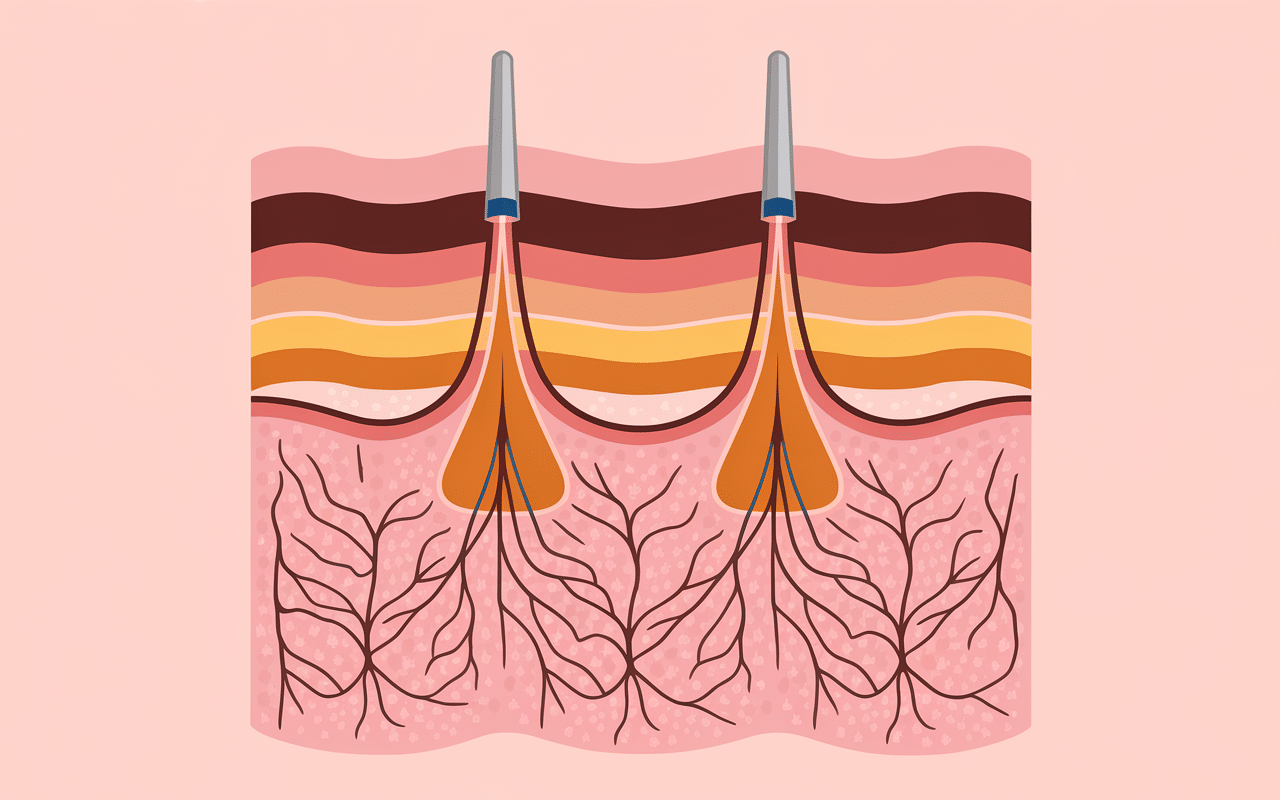 radiofréquence visage avant après schéma pénétration ondes peau