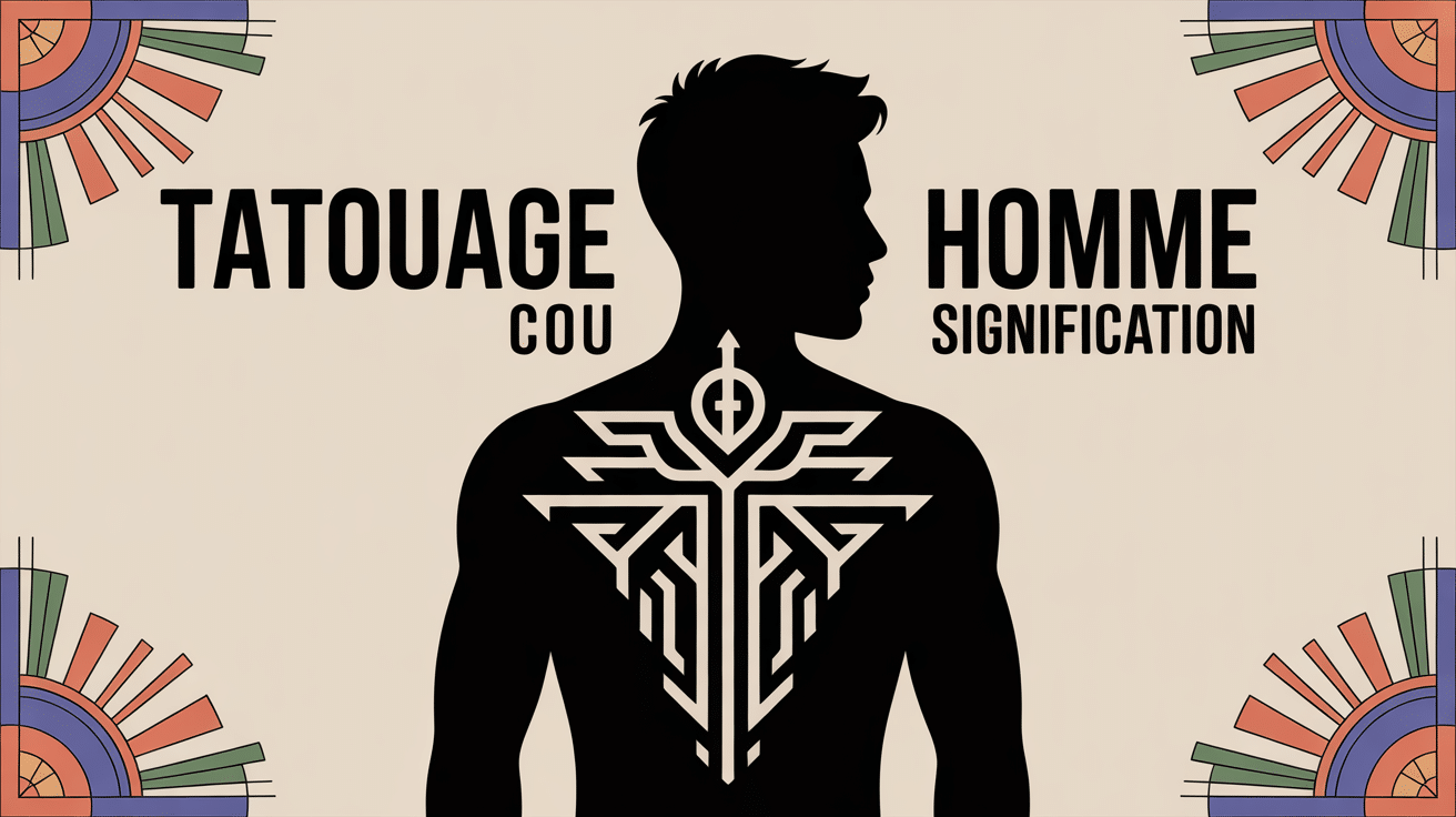 tatouage cou homme signification profil avec motifs symboliques