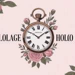 Tatouage horloge femme sur fond pastel avec roses
