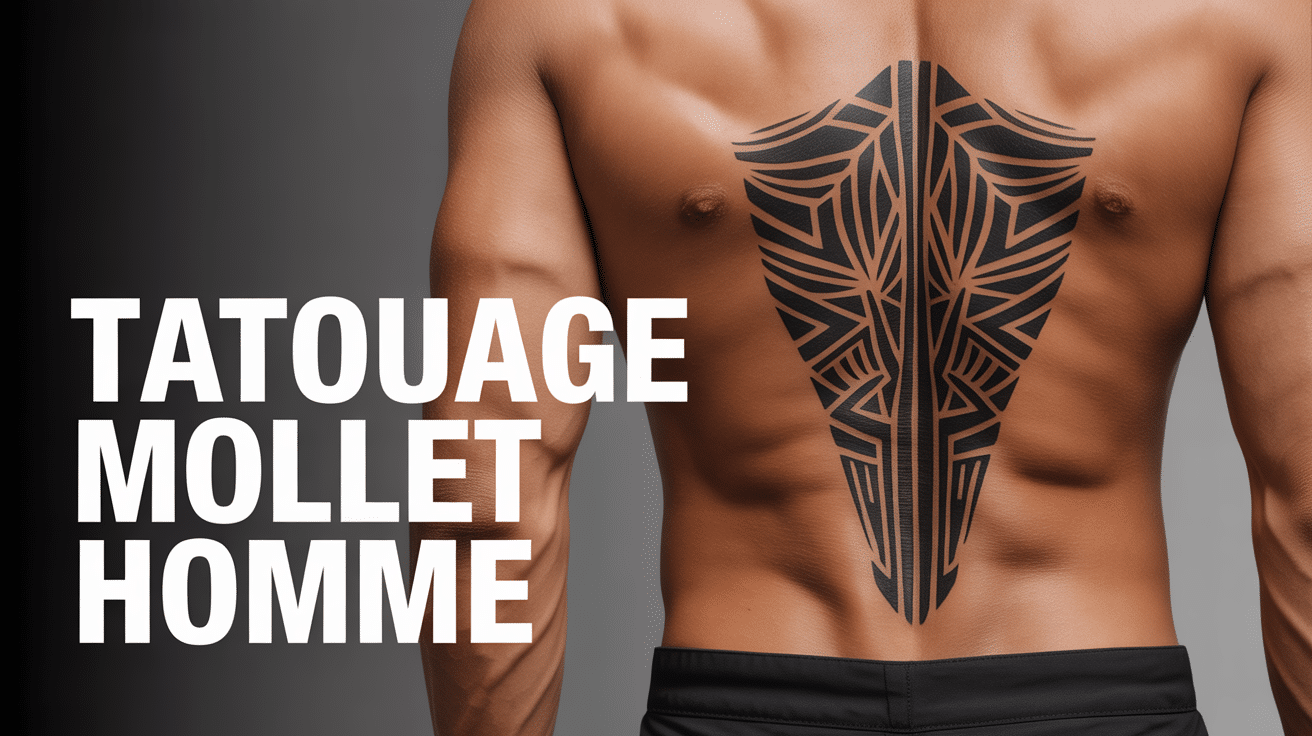 tatouage mollets homme design tribal geometrique