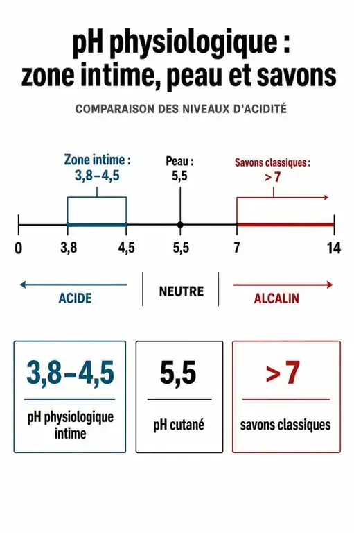 Comparaison des niveaux de pH pour choisir le meilleur savon toilette intime et préserver la flore vaginale