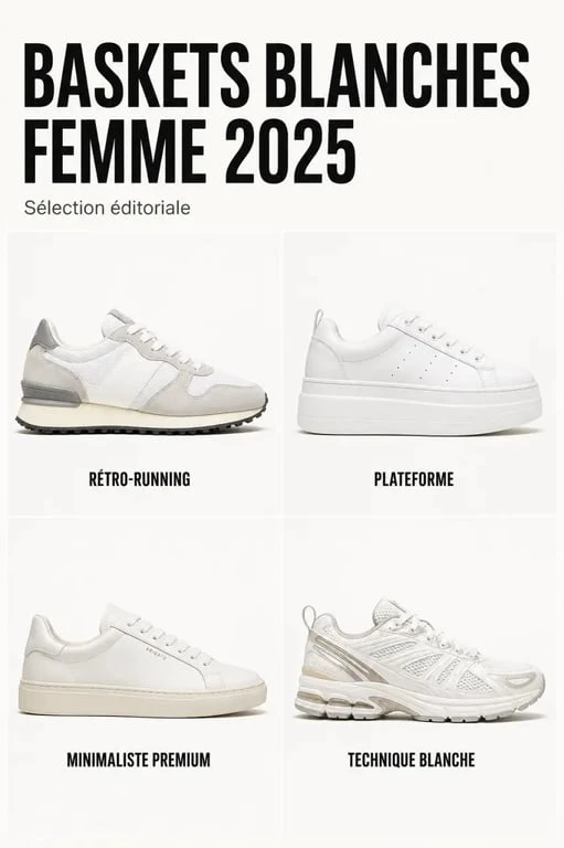 basket blanche femme tendance 2025 : sélection éditoriale de styles rétro-running, plateforme, minimaliste et technique